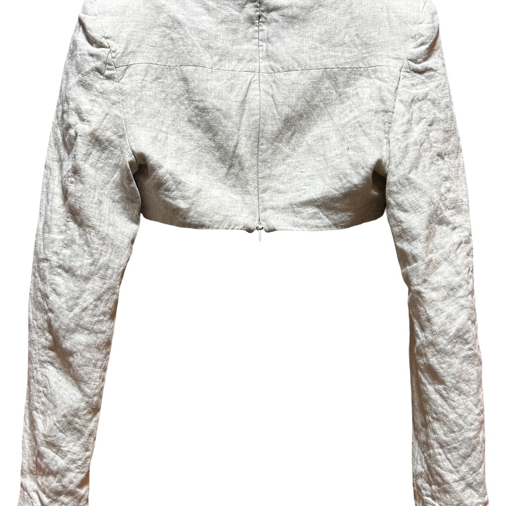 Mistress Rocks Linen Corset Cropped Jacket Bustier Top XS Ivory Structured - Picture 3 of 6